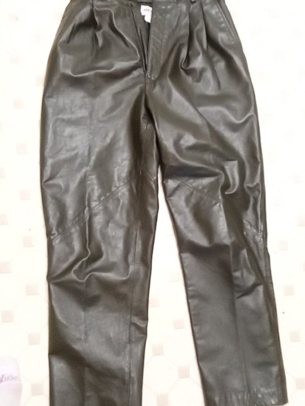 SZ9 Genuine Leather Vintage 80s khak Women's Trousers